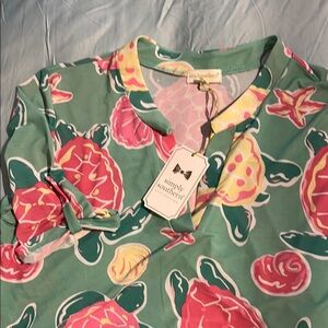 Simply Southern Tropical Floral Tee - Pink and Green